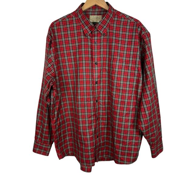 Cabelas Shirt Outfitters Series Men XL Red Plaid Button Down Long Sleeve Holiday - Picture 1 of 11